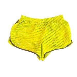Under Armour Fly By Running Shorts Lime Green Yellow Striped 1602